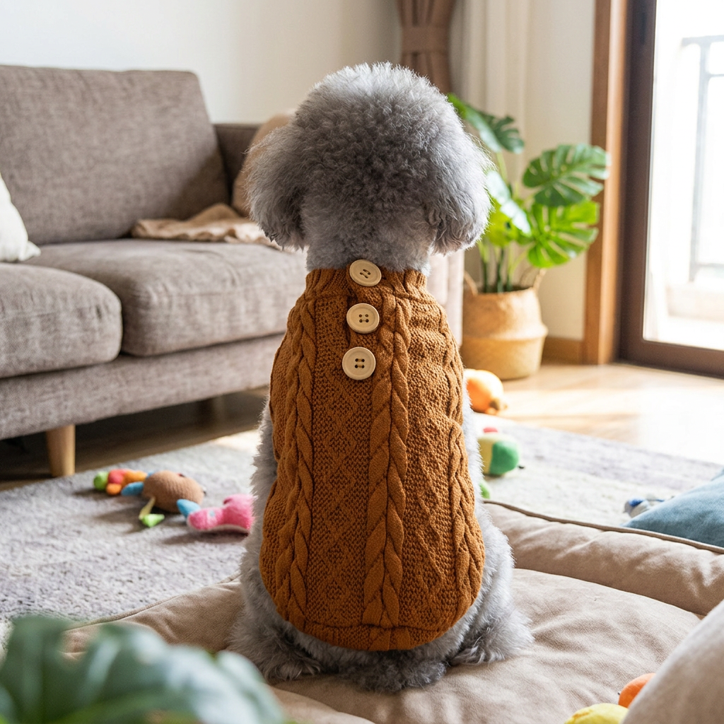 Knit Dog Sweater Vest in Brown or Gray for Small Dogs