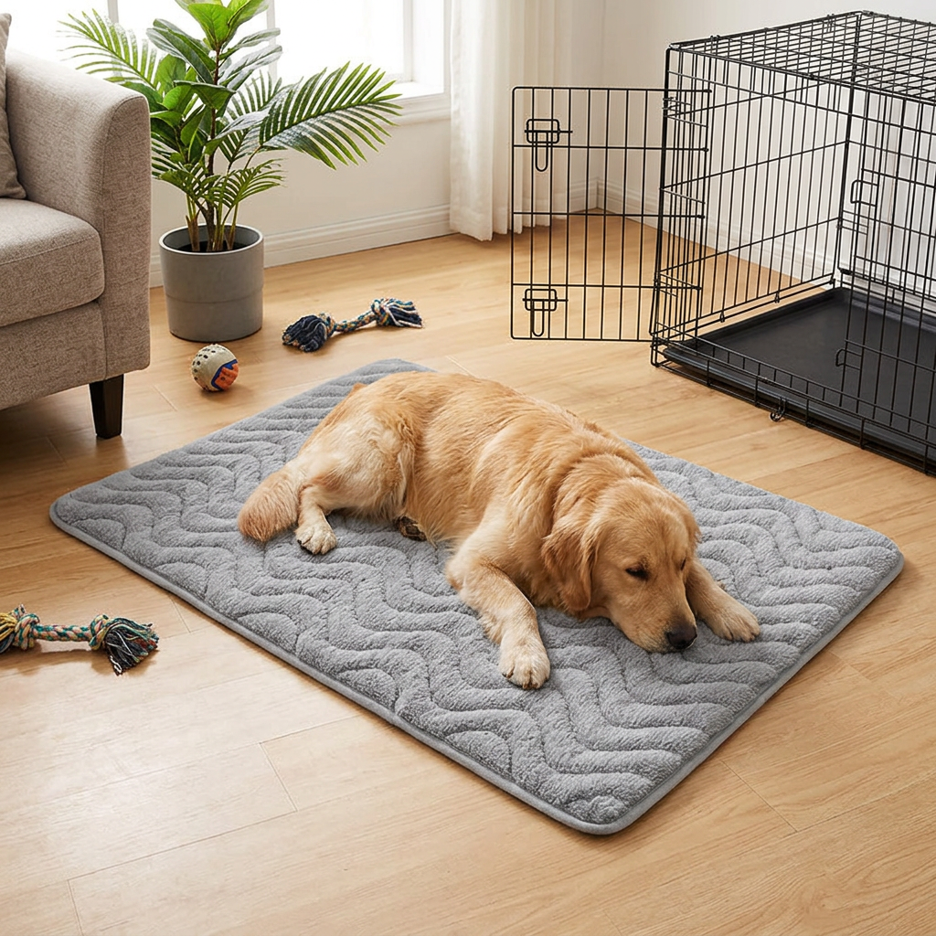 Plush Thick Dog Crate Mat, Warm Washable Sleeping Pad