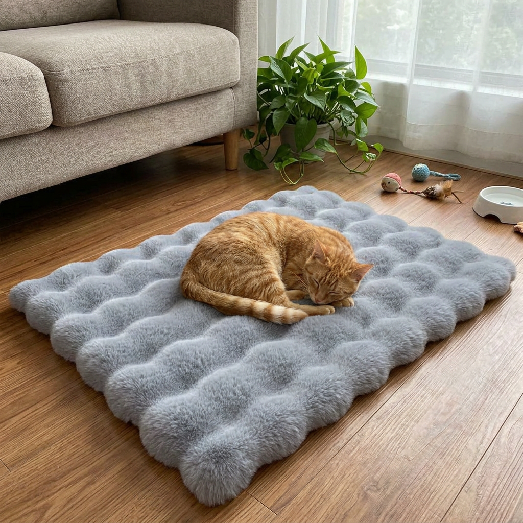 Soft Pet Sleeping Pad, Washable Dog and Cat Bed Mat in Gray