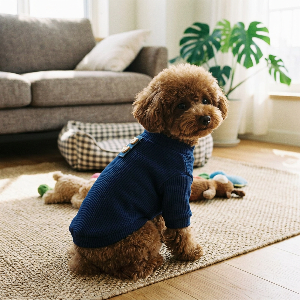 Ribbed Stretch Dog Sweater - Navy or Cream